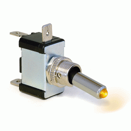 Toggle Switch with Round Lever and LED Indicator - Amber