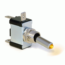 Toggle Switch with Round Lever and LED Indicator - Amber