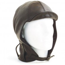 Hurricane Long Neck Leather Flying Helmet (Brown)