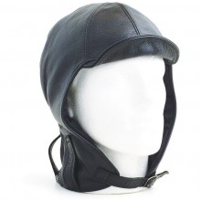 Hurricane Long Neck Leather Flying Helmet (Black)