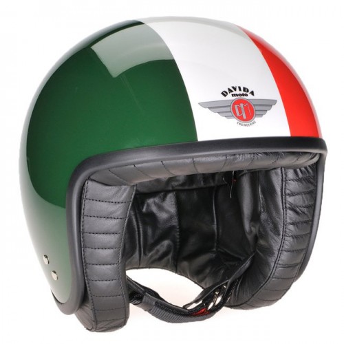 Davida Jet Helmet Green/White/Red image #1