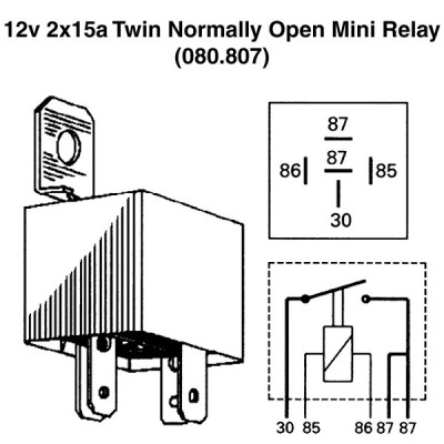                                             12v 2x15a Twin Normally Open Mini Relay
                                           