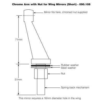                                             Wing Mirror Arm with Nut - Short
                                           