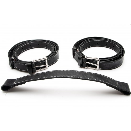 Black Luggage Straps with White Stitching