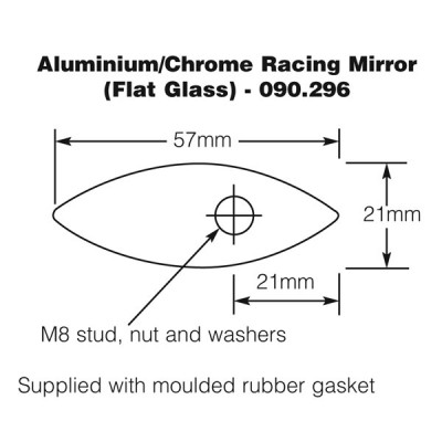                                             Racing Mirror - Aluminium/Chrome - Flat Glass
                                           