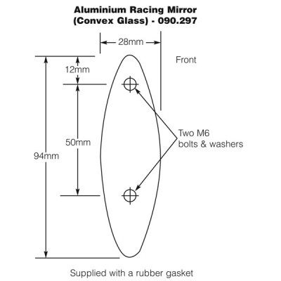                                             Aluminium Racing Mirror - Convex Glass
                                           