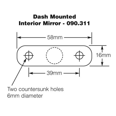                                             Dash Mounted Interior Mirror - Black & Chrome
                                           