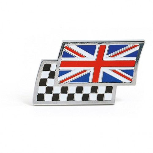 Union Jack & Chequered Flag Adhesive Badge - Width 43mm image #1