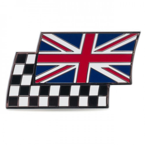 Union Jack & Chequered Flag Adhesive Badge - Width 50mm image #1