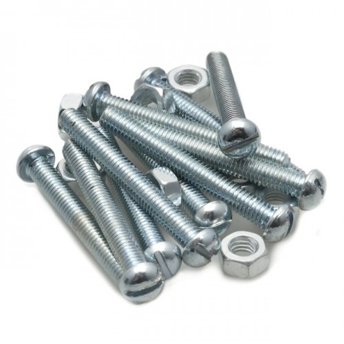 2BA Round Head Slotted Screw and Nut, Steel - 1 1/2 in - Supplied in Packs of 10 image #1