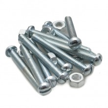 2BA Round Head Slotted Screw and Nut, Steel - 1 1/2 in - Supplied in Packs of 10