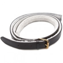 Lined Leather Bonnet Strap - Black/Brass - 1 1/2 in wide