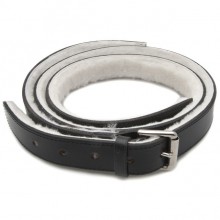 Lined Leather Bonnet Straps - Black/Chrome 1 1/2 in wide