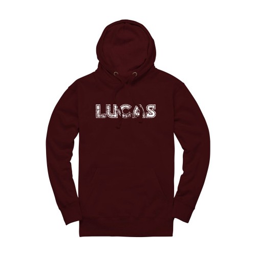 Lucas Distressed Pullover Hoodie - Burgundy image #2