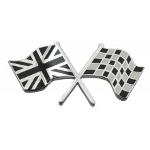 Union Jack & Chequered Crossed Flags Adhesive Badge